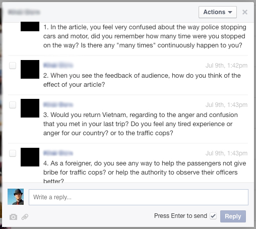 Questions asked to me by a reporter from a major Vietnamese newspaper...